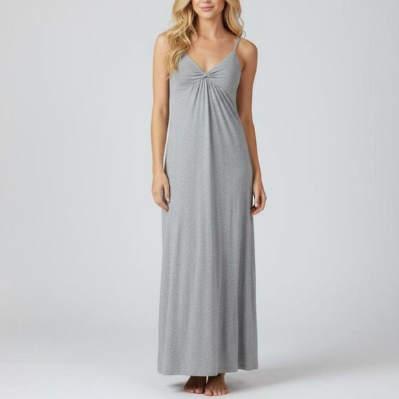 Y2K Vintage Womens Long Grey Maxi T-Shirt Halter Dress by Xhilaration sz Small - Picture 1 of 8